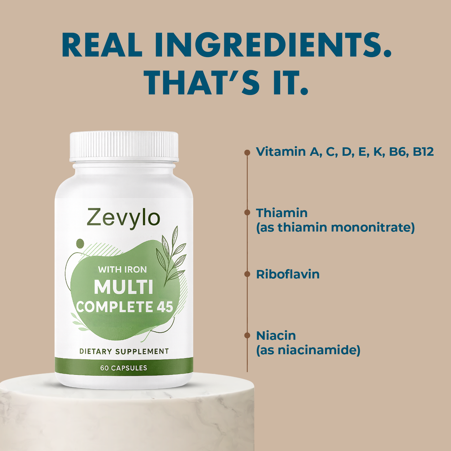 Zevylo® Multi-Complete 45 Bariatric Multivitamin with Iron Capsules